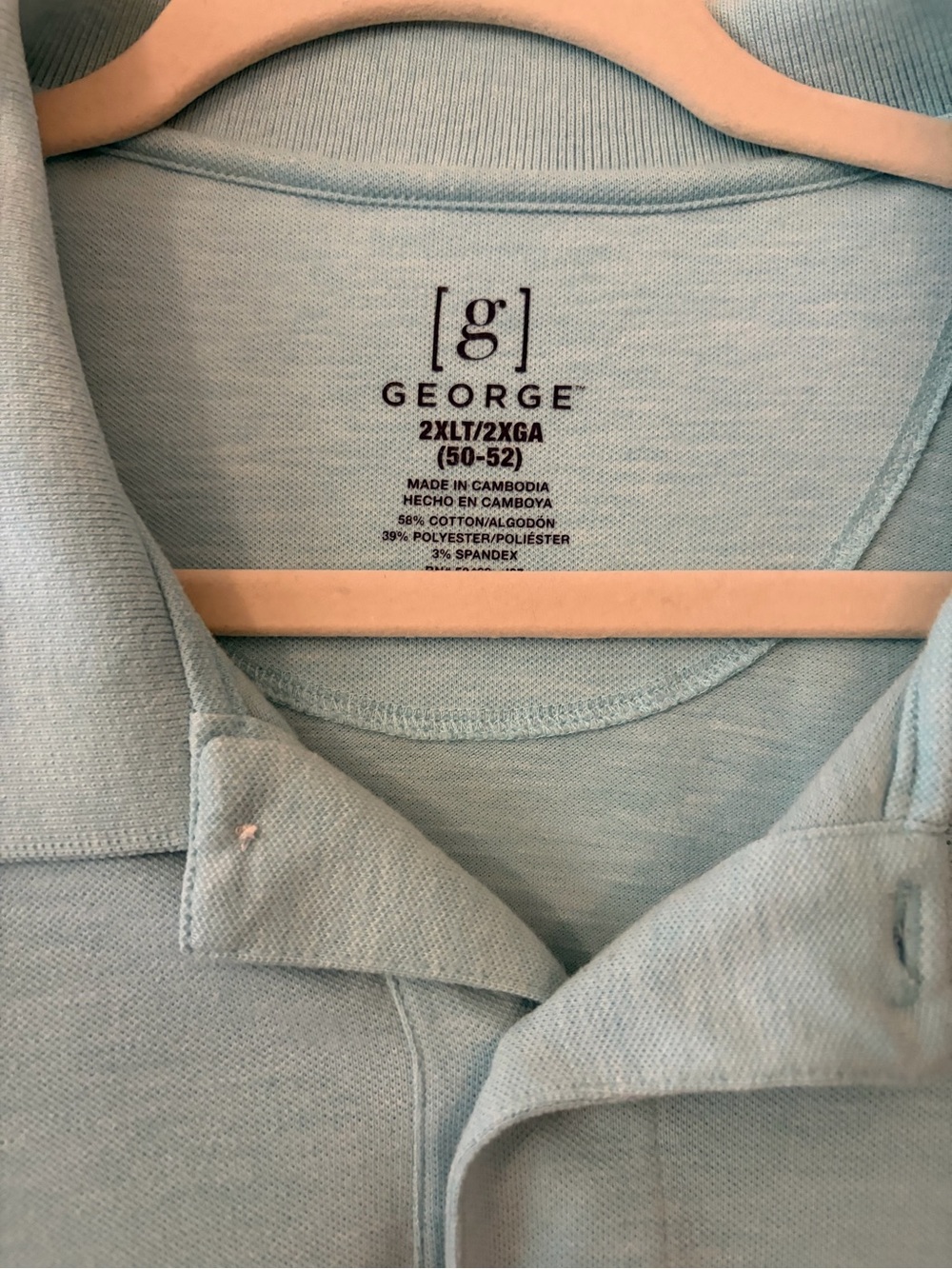 George Men’s Light Blue Polo Shirt - 2XLT/2XGA